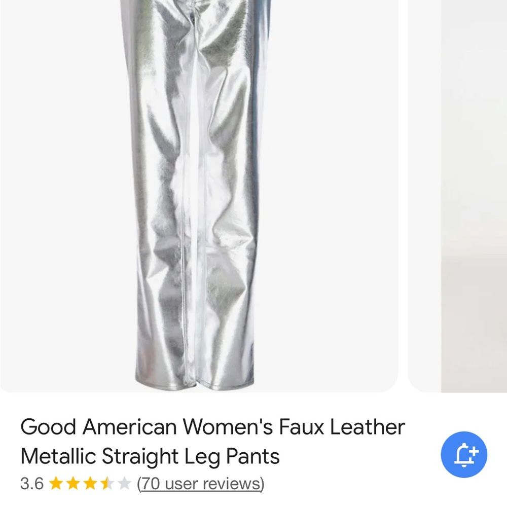 Good American Silver Metallic Faux Leather Pants
